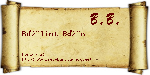 Bálint Bán névjegykártya