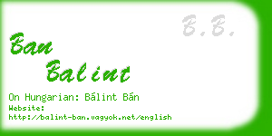 ban balint business card