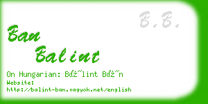 ban balint business card